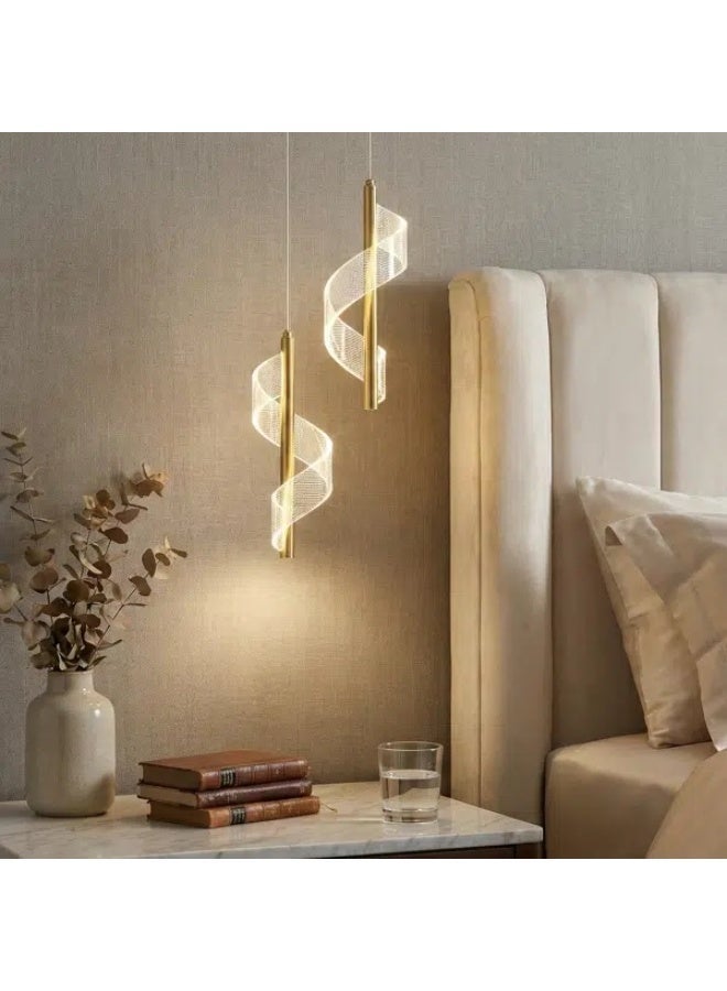 Acrylic pendant lamp for bedroom bedside, simple modern LED lamp, indoor chandelier, ceiling pendant lights for dining room, living room, hallway and kitchen (gold) - Image 3
